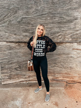 Load image into Gallery viewer, Coffee cattle cusswords bleached sweatshirt